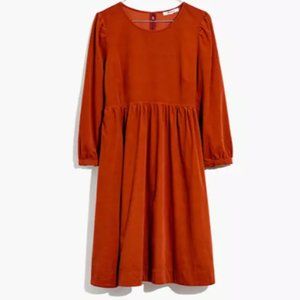 NWT Madewell Corduroy Puff-Sleeve Mini Dress - XS